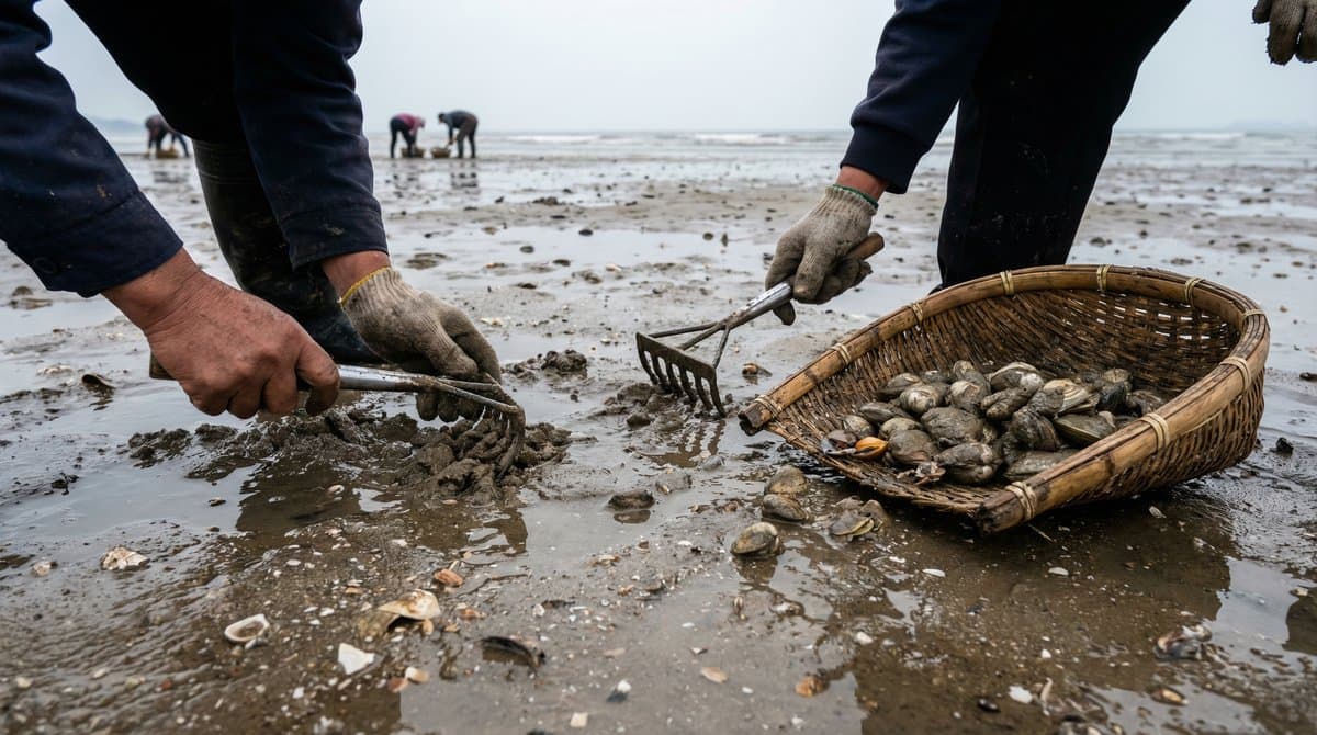 挖蛤蜊技巧大全：老手都这样挖，又快又多