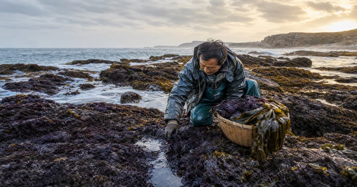 秋季野生紫菜与海带采收:立秋后海藻赶海的时机方法